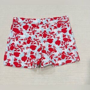Janie and Jack girl's shorts red and turquoise floral print Girls Size 12